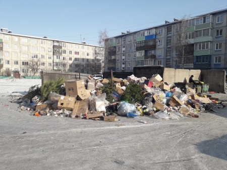 В Рубцовске между улицами Северная - Федоренко образовалась гора мусора