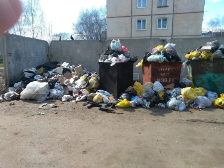 Жители улицы Краснознаменской жалуются на переполненную мусорную площадку